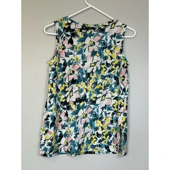 St. Tropez Floral 100% Linen Women's Tank Top Small. Breathable Travel Summer - Picture 5 of 5